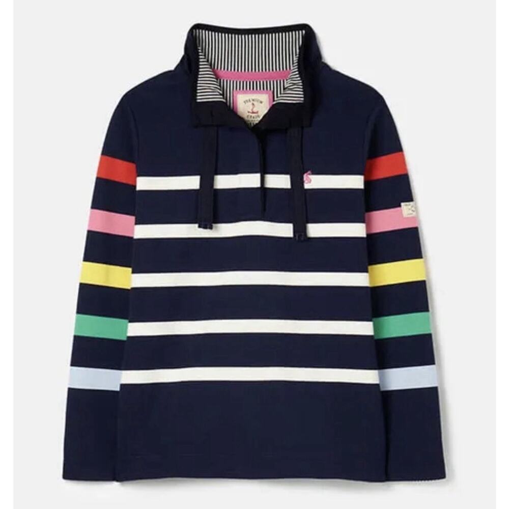Joules Saunton Sweatshirt Womens XL Blue Multi-Striped Nautical Coastal Preppy - Picture 2 of 14